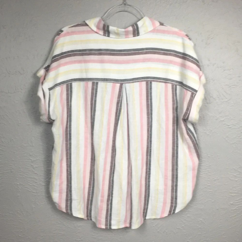 Sanctuary Striped Pastel Short Sleeve Tie Shirt